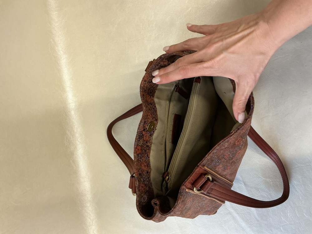 American Leather Co. Floral Embossed Leather Tote Bag - Picture 7 of 8